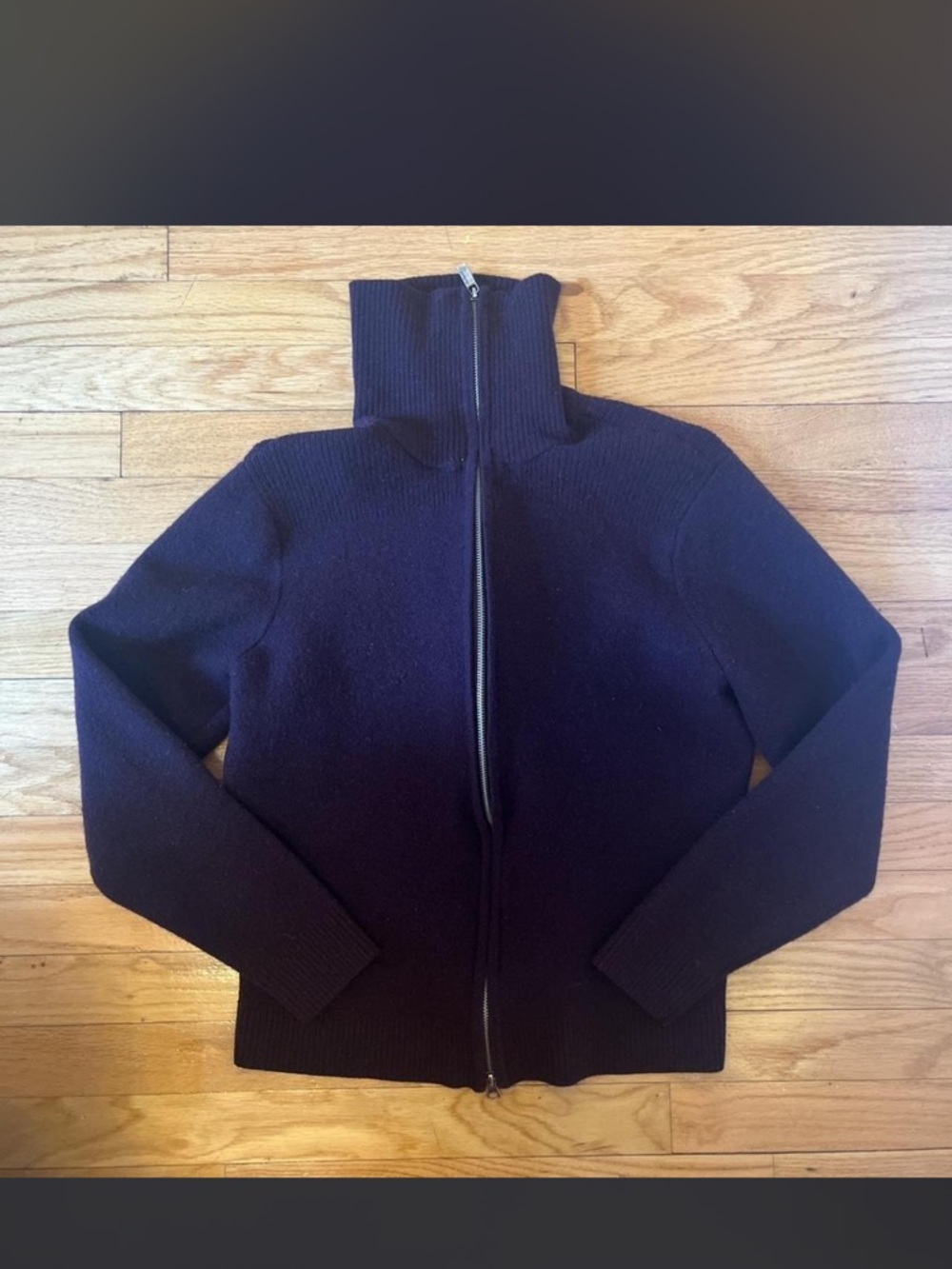 Deep plum merino wool zip up